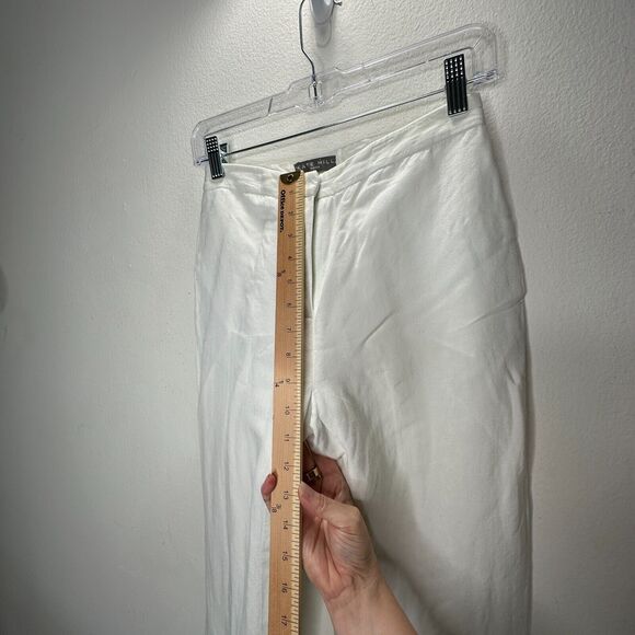 Kate Hill Petit White Linen High-Rise Flat Front Side Pockets Dress Pants 2P - Picture 13 of 14